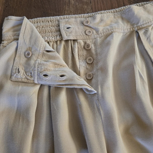 BILA 77 Ayala Pant Extra Wide Leg Palazzo Tan Elastic Waist 100% Rayon - Picture 7 of 12